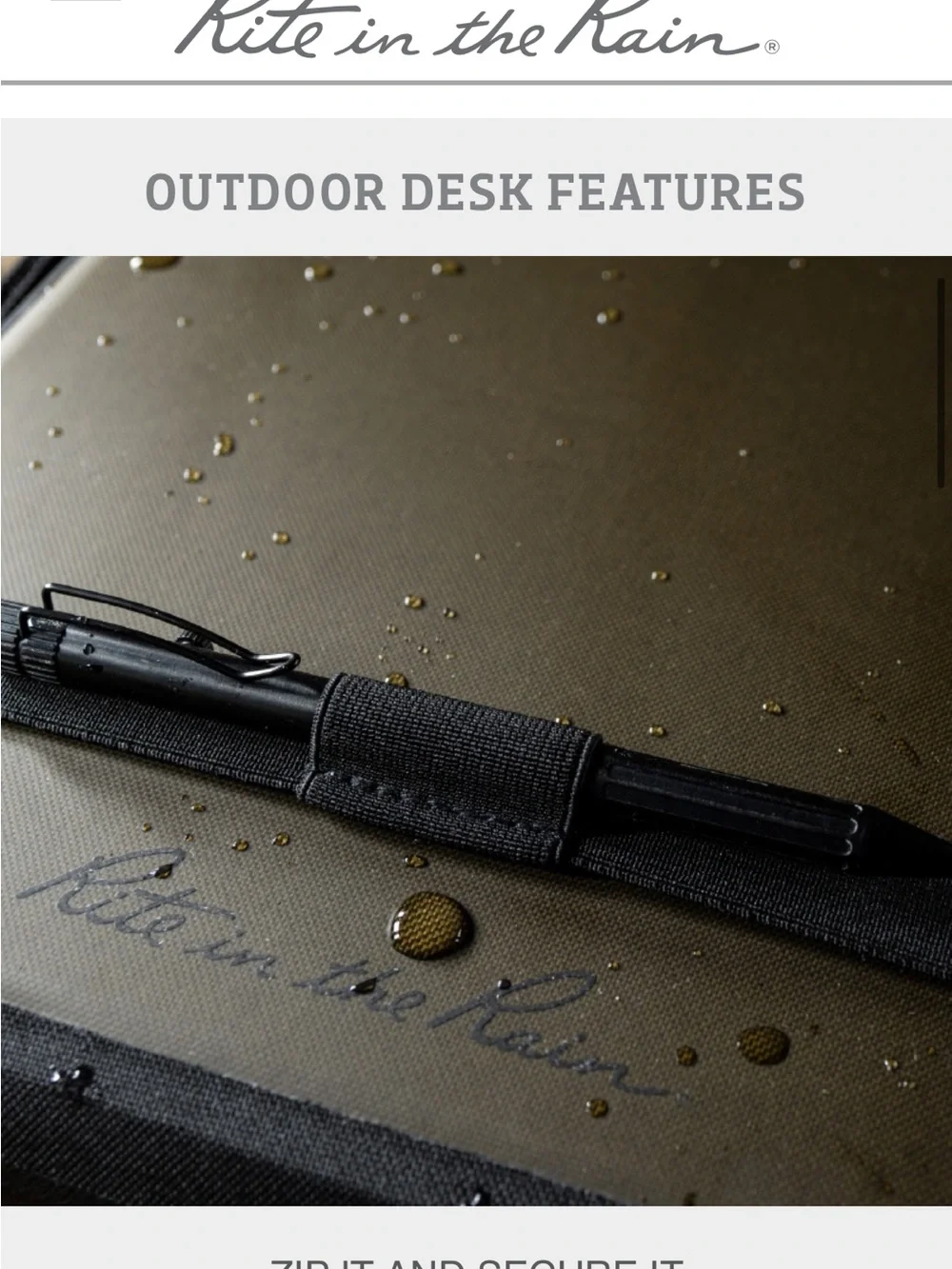 Rite in the Rain Monsoon waterproof Command Desk - Black/Olive